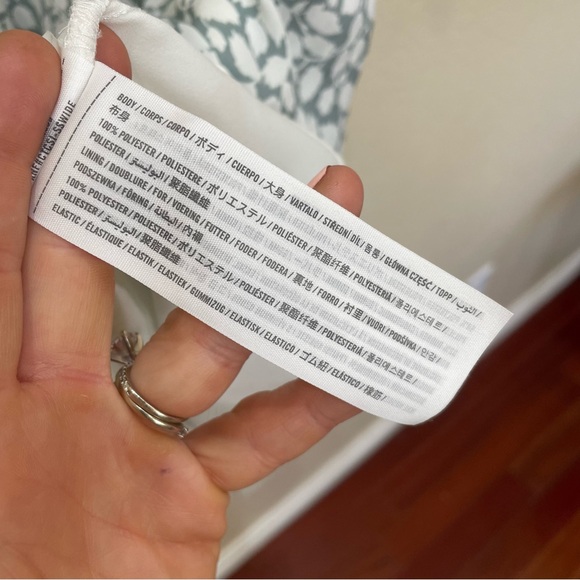 Abercrombie & Fitch Smocked Waist Pami Dress Sage Green / Grey Cottagecore - Picture 7 of 9